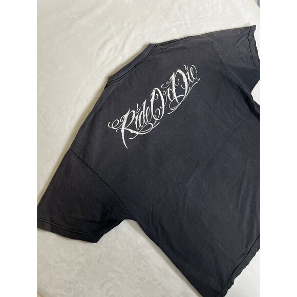 Vintage Ride or Die My Old Lady Motorcycle David Gonzales T-Shirt Size 2XL Y2K - Picture 10 of 11